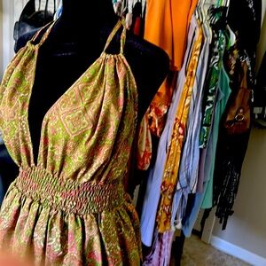 Silk Green And Pick SunDress